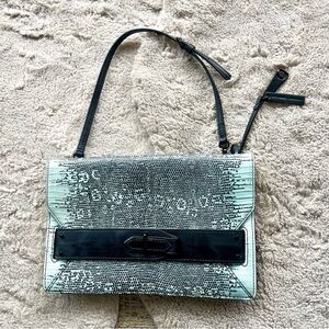 10 Crosby Derek Lam Black and Gray Shoulder Bag with Textured Design
